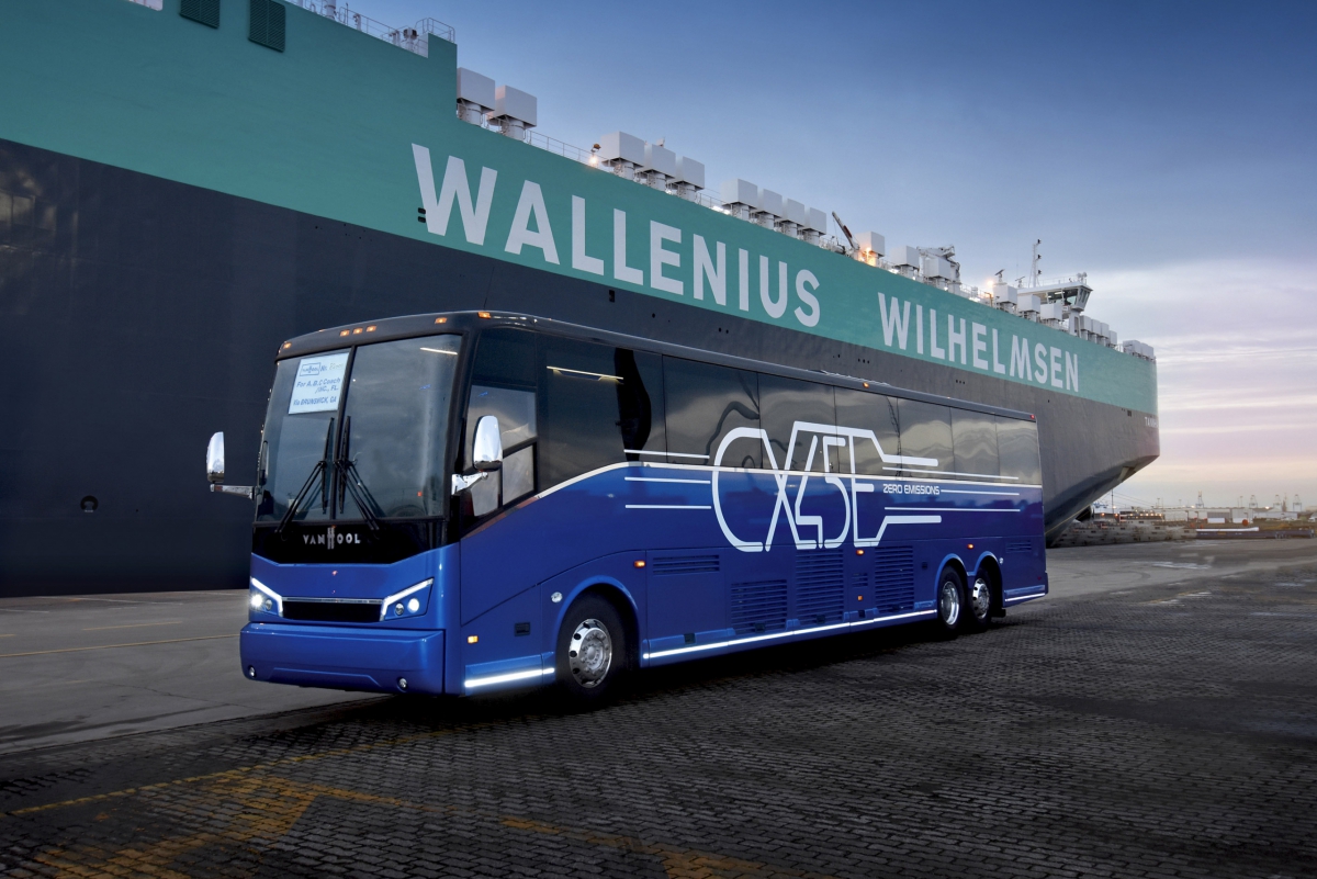 Van Hool electric coach is reality. The first unit of the CX45E shipped