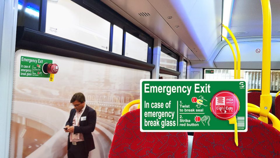 SnapXit emergency exit, the safety device developed for bus operations