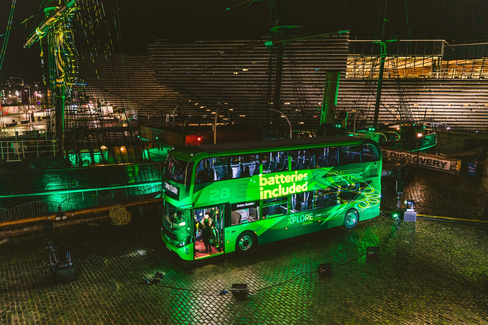 12 electric double decker running in Scotland. BYD ADL buses delivered to Xplore Dundee