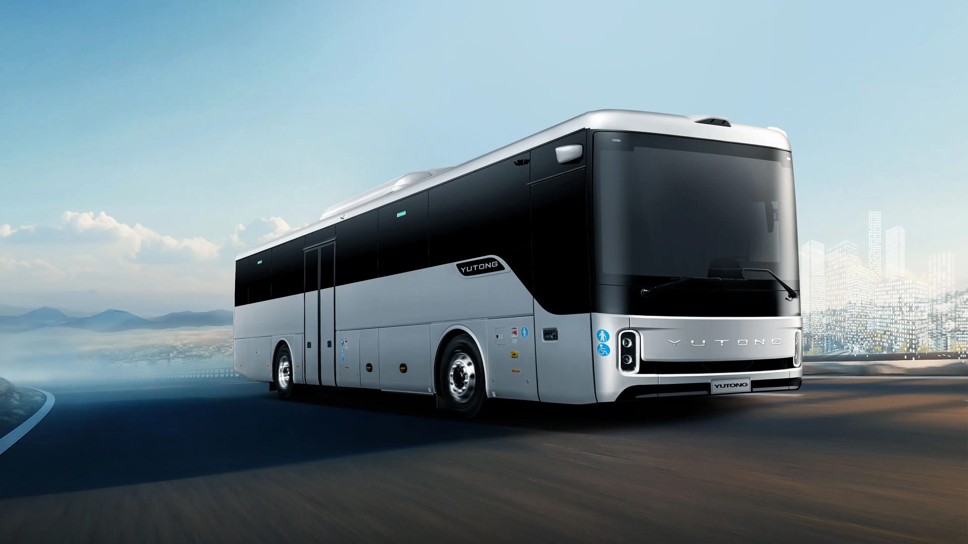 Yutong IC12E intercity ebus on the launching pad 12m, 59 passengers, up to 600 kWh battery